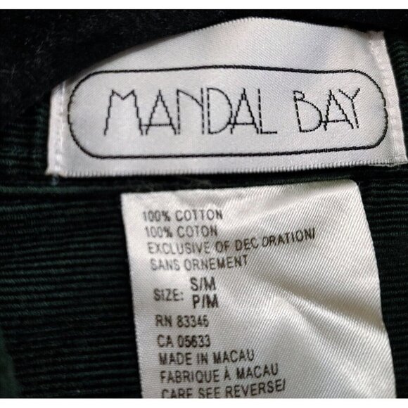 Mandal Bay Corduroy Button Up Shirt Women's Size Small Green Autumn Pumpkins - Picture 3 of 4